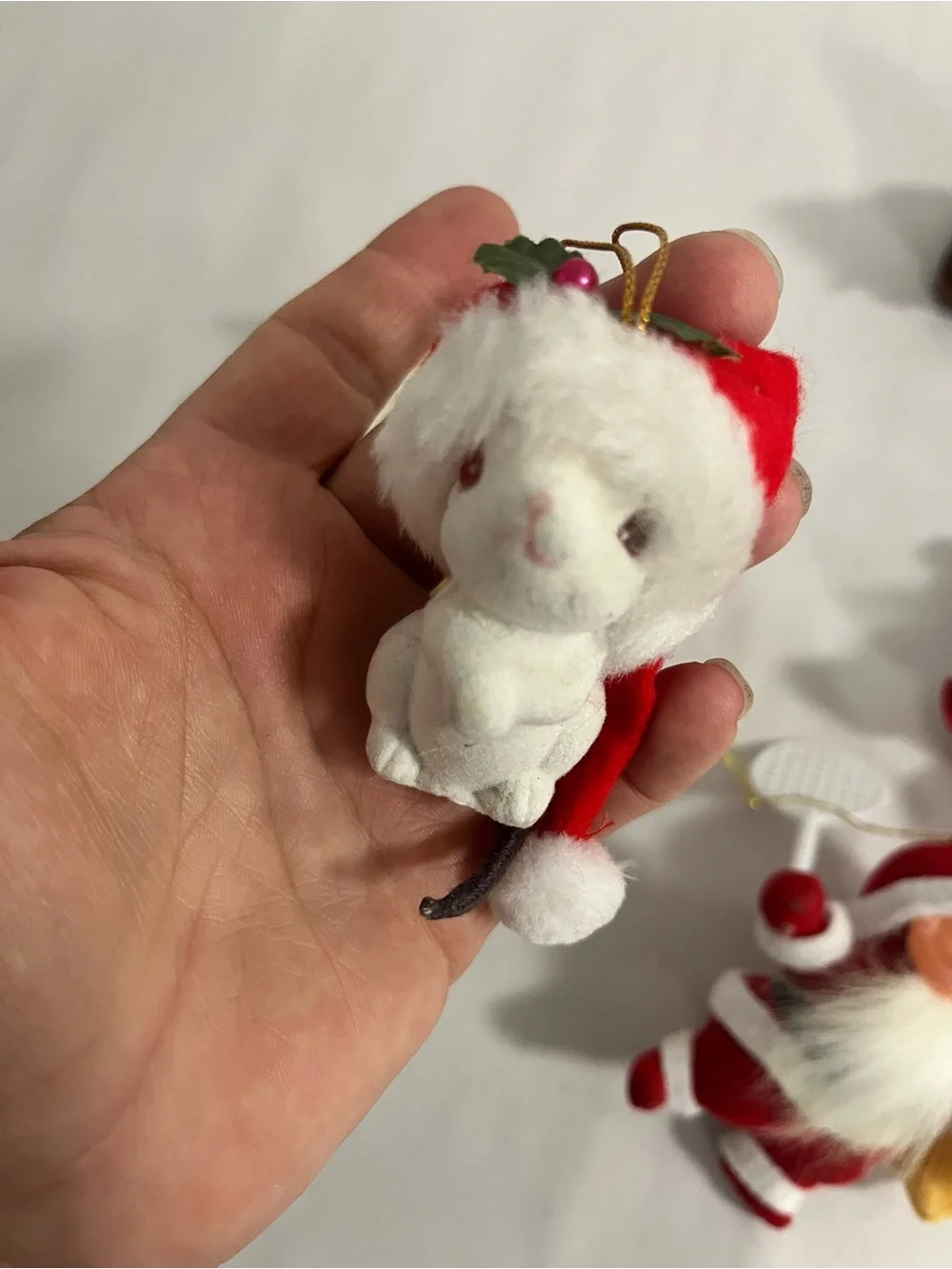 7 vintage flocked ornaments